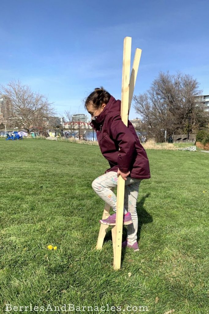 Old-fashioned wooden stilts are a fun way to play outdoors