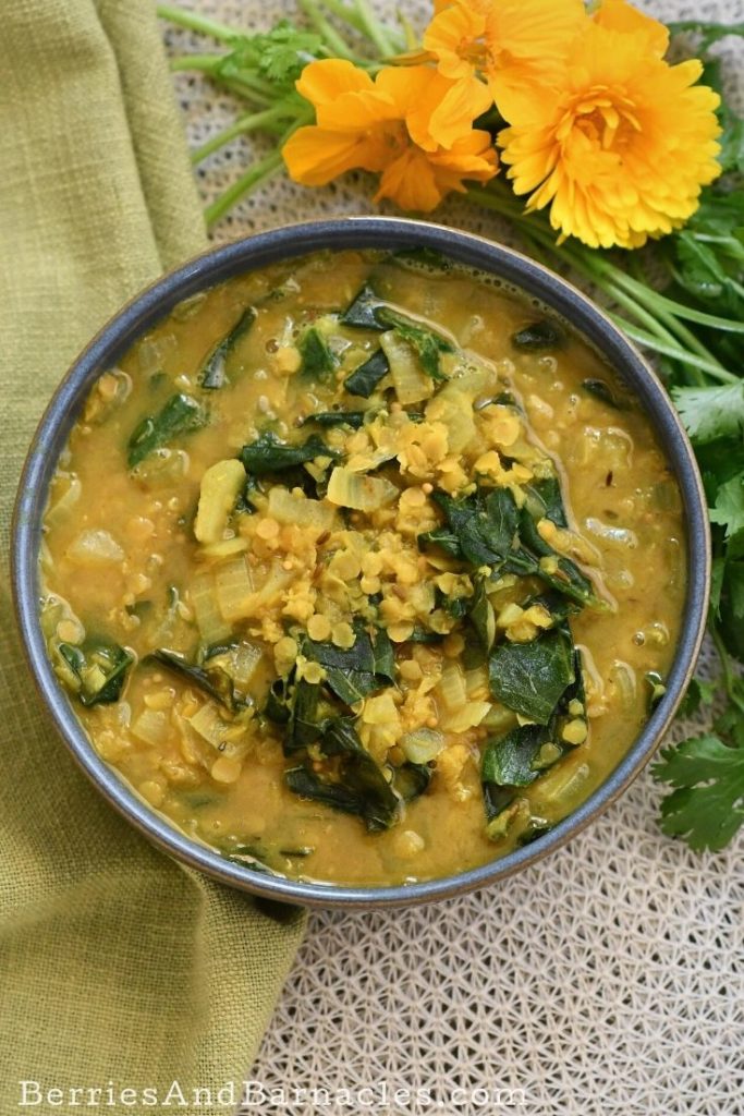 Dal with spring greens or nettle