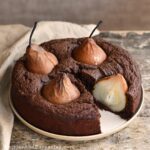 Fall inspired chocolate almond pear cake