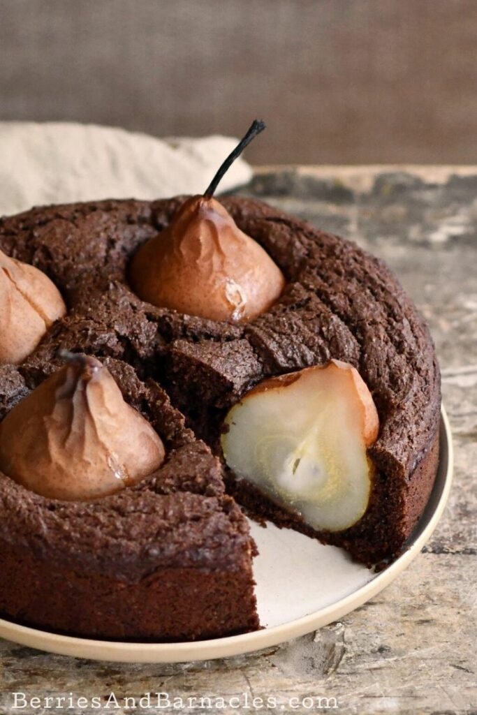 Gluten-free chocolate pear cake