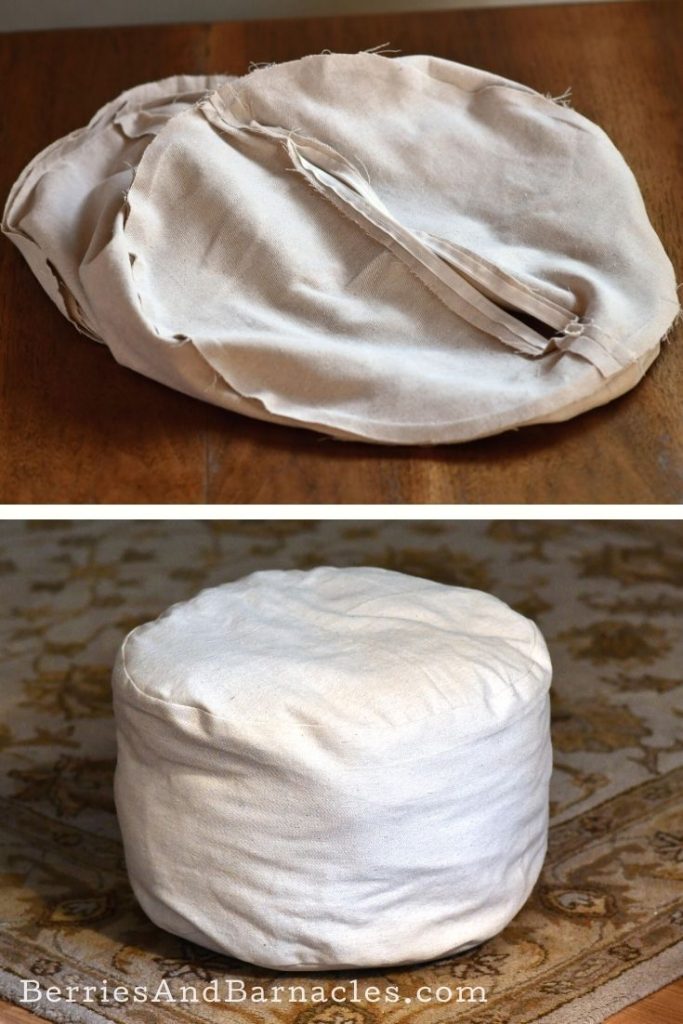 Homemade poufs are perfect for sitting on, resting your feet or for kids to play with.