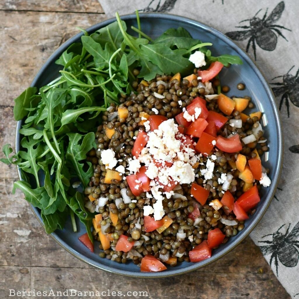 Lentil salad is perfect for potlucks and BBQs