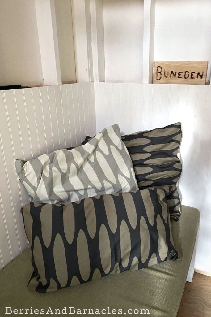 Stuffable pillowcases are the ideal way to store bedding in a tiny home, RV or boat.