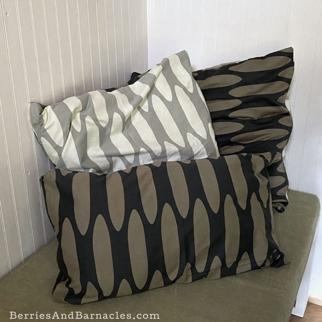 Homemade stuffable pillowcases, perfect for tiny homes