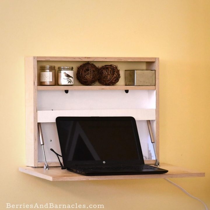 This DIY wall-mounted fold-down desk is elegant and practical. Perfect for small homes and apartments