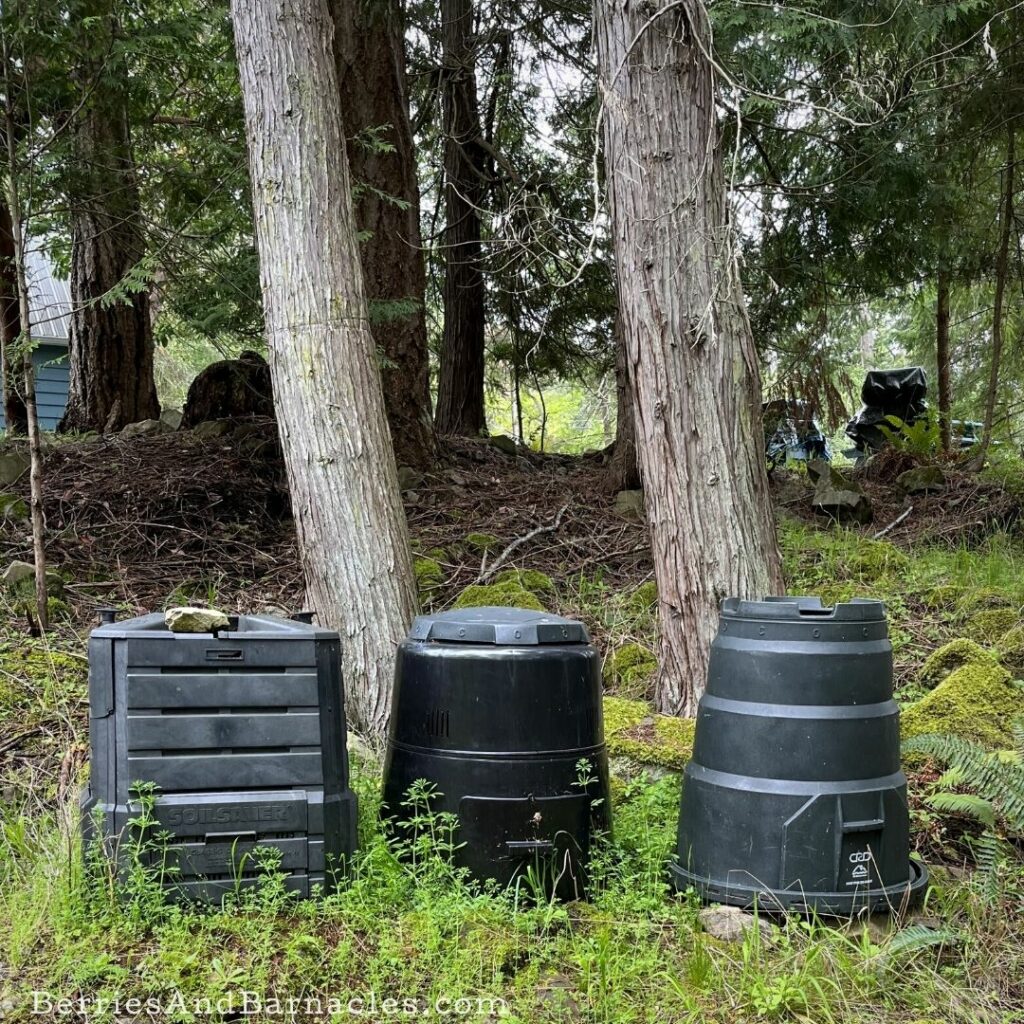 Three composters for our bucket toilet