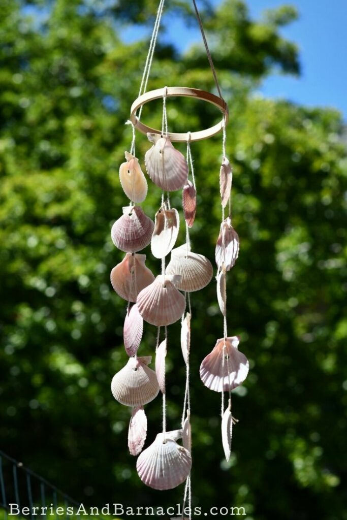 Circular wind chime with scallop shells